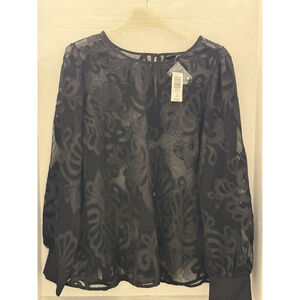 Torrid Black Mesh/Embroidery Long Sleeve Blouse Women Size Torrid 2 (2X) NWT